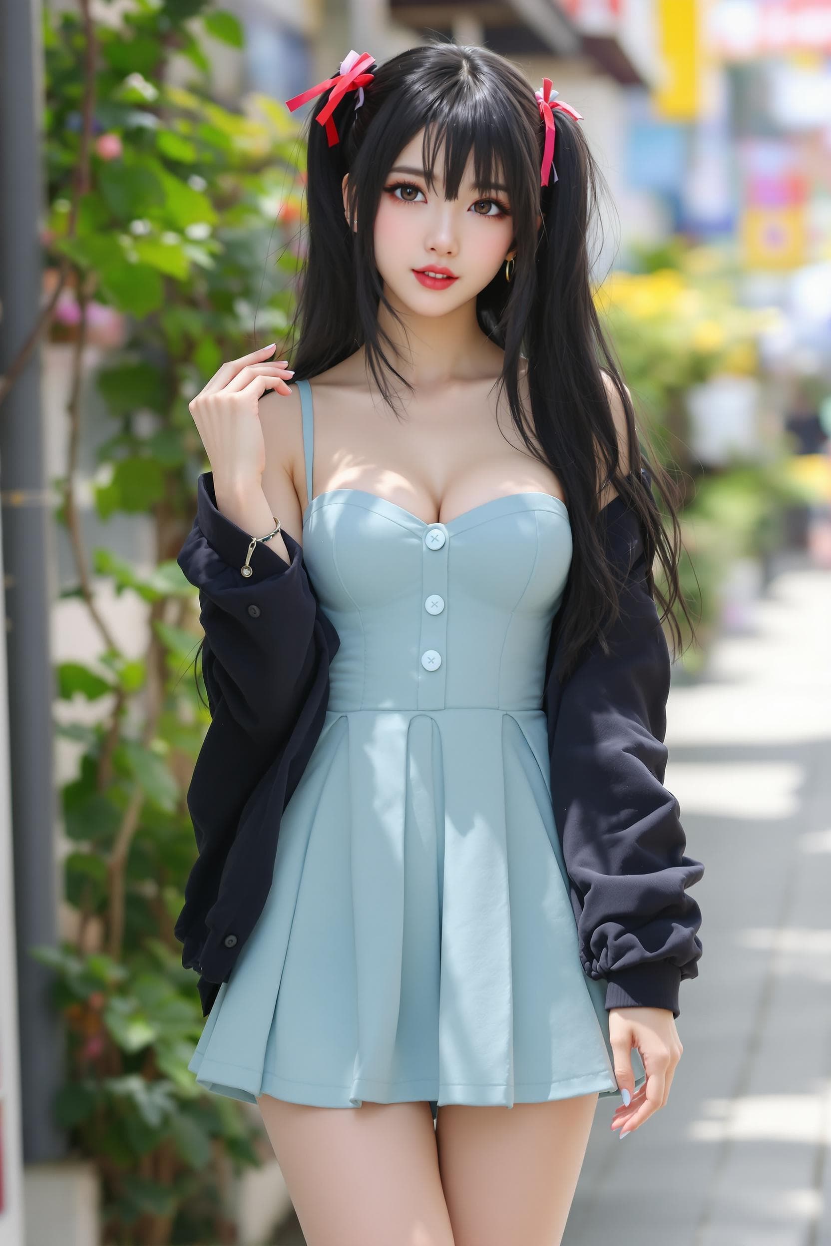 AI generated: a woman action figure character girl, full body, Koren ulzzang face, standing split, black hair, ban...