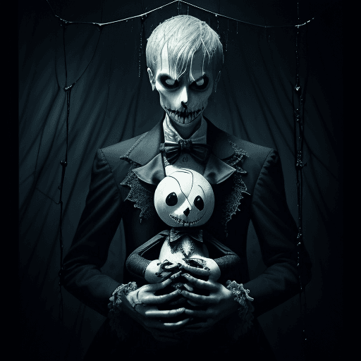 AI generated: jack skellington as a male holding a teddy bear, surreal masterpiece of a gothic love, lust, gothic ...