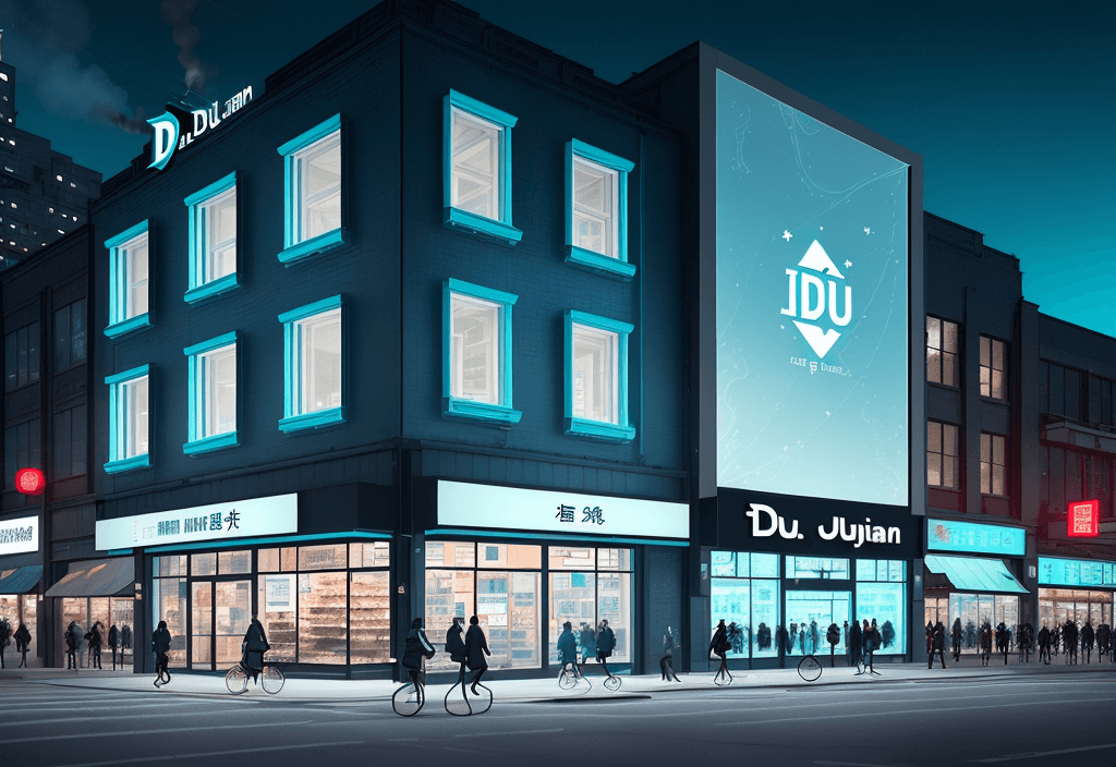 AI generated: a building with people walking in front of it at night, retaildesignblog, cover photo portrait of du...