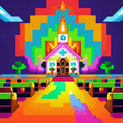 AI generated: Generate a vibrant and colorful pixel art painting  a bright wallpaper. The image should depict a ro...