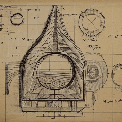 AI generated: Detailed Schematics of Stargate, Technical Drawing, High Detail, Pencil Drawing, Old Worn Paper, Det...
