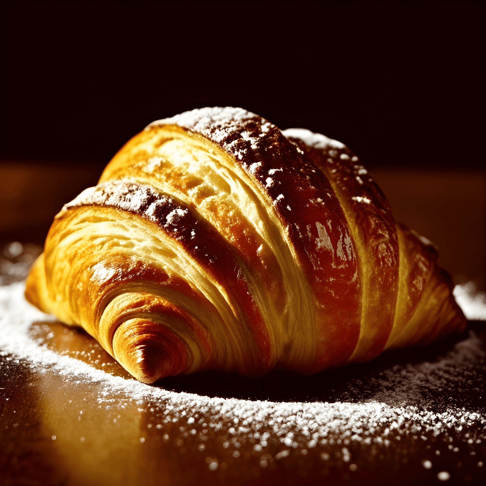AI generated: Photoshoot of creamy croissant ads, studio lighting, glossy, smooth surface, golden brown color, fla...