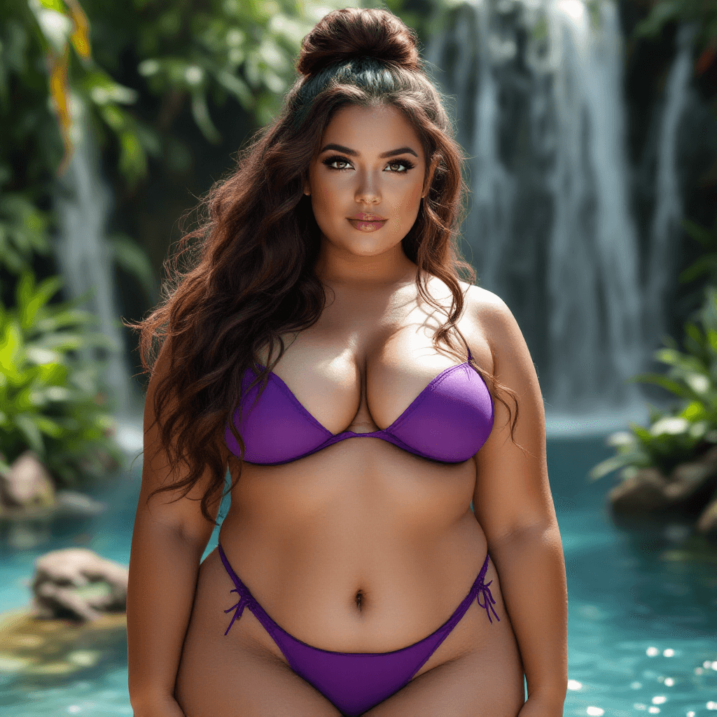 AI generated: front view. A hyper-realistic, high-quality, full body of a 40 years old, sexy curvy plus size (whit...