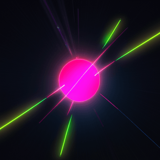 AI generated: an object like a neon light on a short circuit, traveling at high speed through space, several plane...