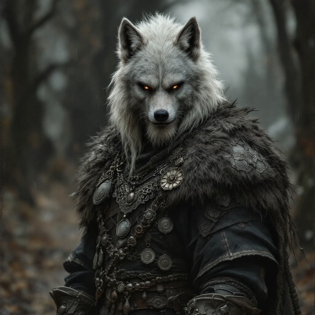 AI generated: detailed full body concept art illustration, dark soft focus, plague style oil painting on canvas of...