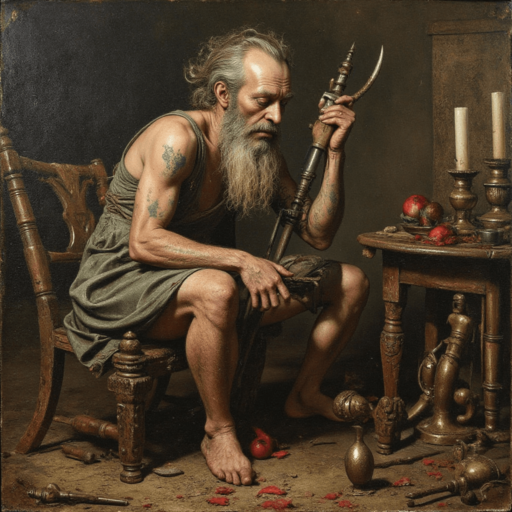 AI generated: Craft an Old Master painting-style image ofI A Numb

Misery comes with agony On thrones of bone we...