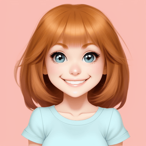 AI generated: Cartoon girl smiling, cute, big beautiful eyes,fully stand, friendly smile