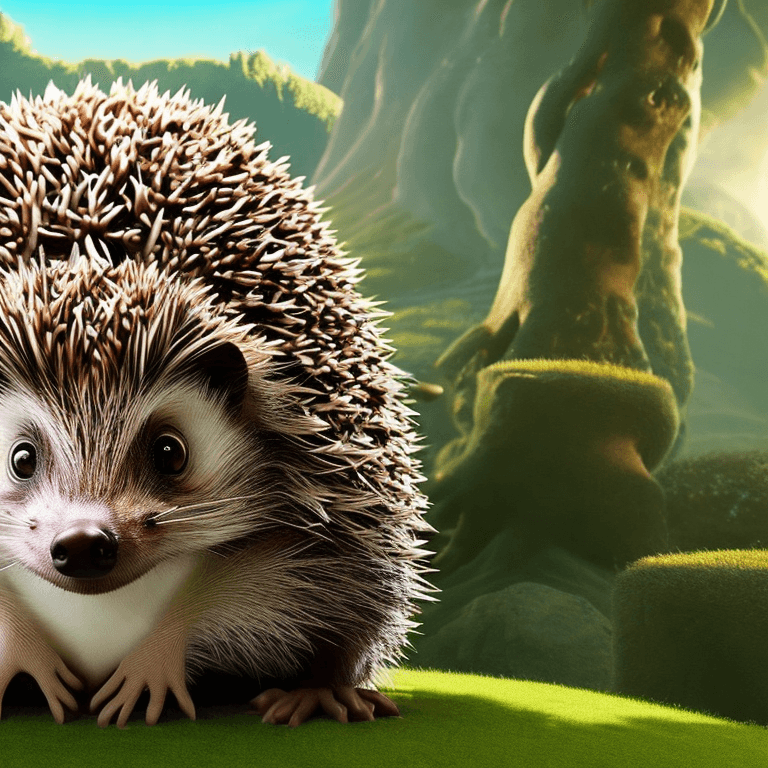 AI generated: Ralistic, ((Masterpiece, best quality)), cute hedgehog in fantasy island,  Ultra-High-Definition, Ma...