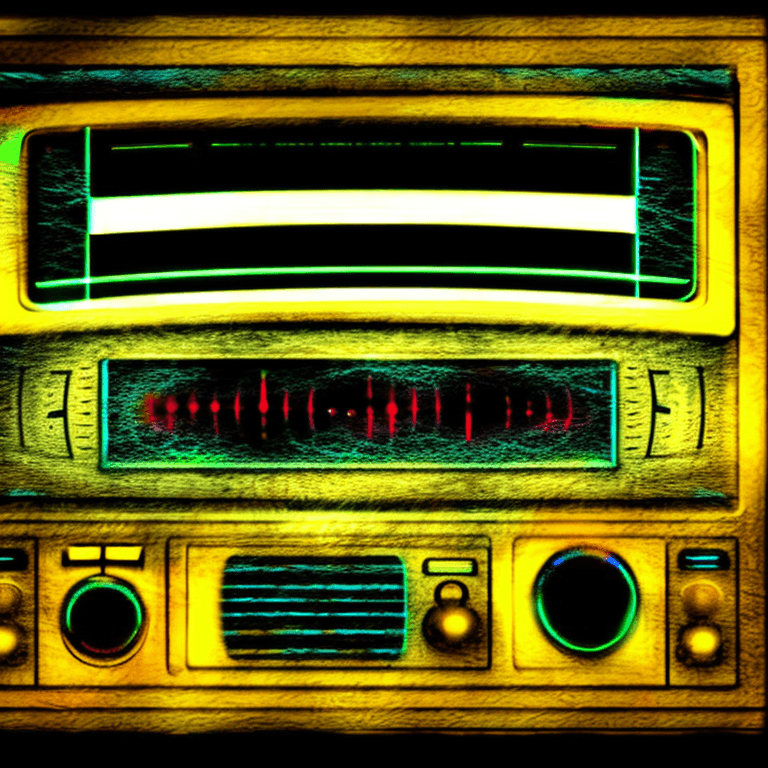 AI generated: radio in singularity, impasto, charcoal texture, deep color,neon effect, hd,
