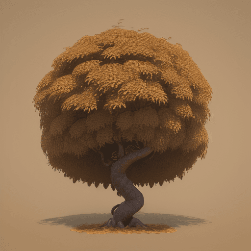 AI generated: 
drawing of a Brazilian tree with a crown formed by leaves. Golden and brown color. high detail, oct...