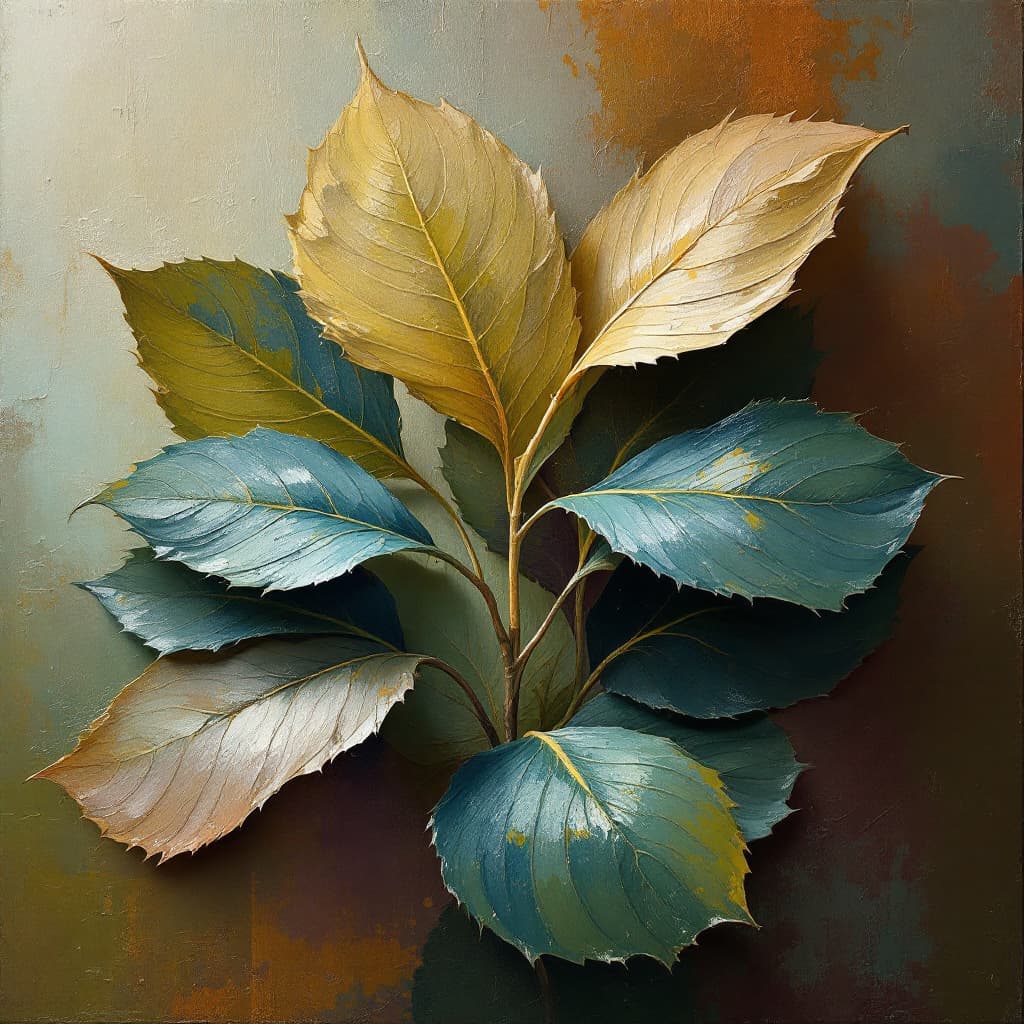 AI generated: Model, Soft Impressionist Impasto Strokes Perfect Composition, Perfect, Plant Leaf Stem, Oil Paintin...