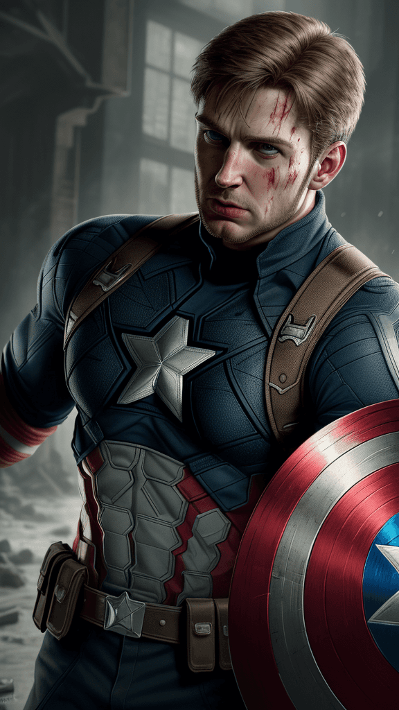 AI generated: (Captain America)Cut off head, bloody world, unzoom, ultra detailed, ultra realistic, ultra hd, 8k, ...