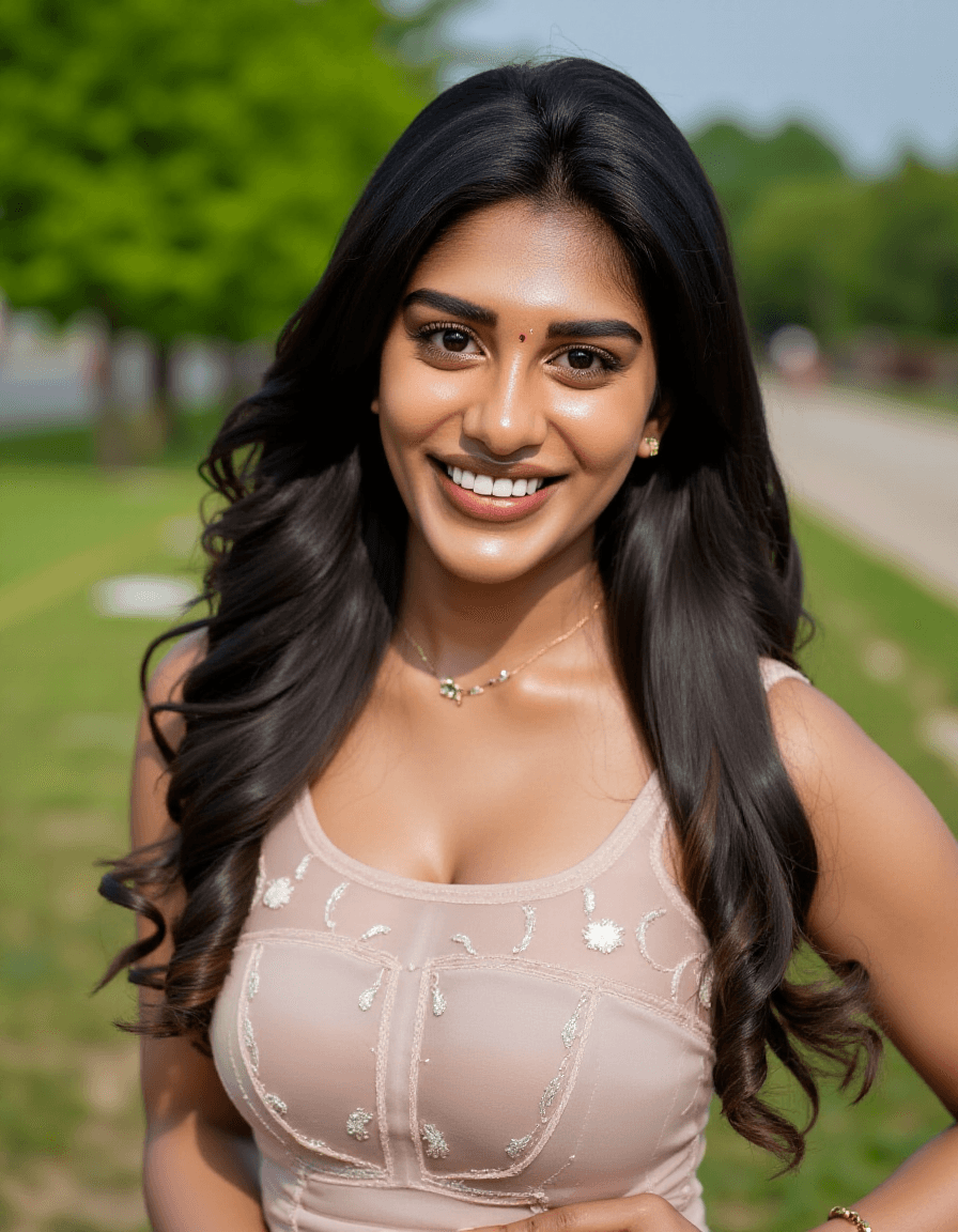 AI generated: a woman ,21 years old women, Indian hair style, inhaled chest,wide open eyes, A plus curvy shaped bo...