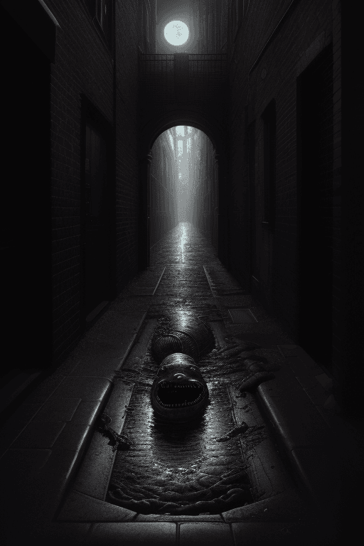 AI generated: in the style of Gustave Doré, far away view, picture of a lovecraftian monster crawling from underne...