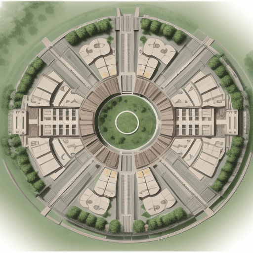 AI generated: 6 deferent culture museum in Syria site plan  