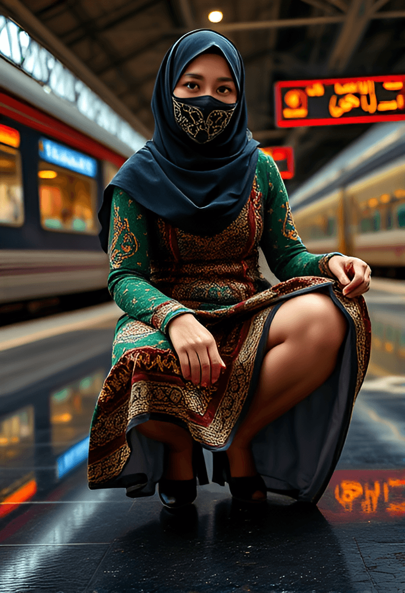 AI generated: Imagine a Bangla girl waiting at a railway station.
Her dress is adorable with the Green-Golden-Mar...