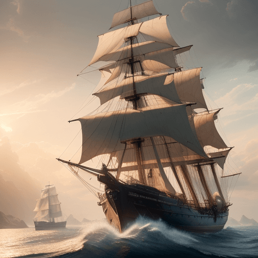 AI generated: Photo of a ultra realistic sailing ship, dramatic light, pale sunrise, cinematic lighting, battered,...