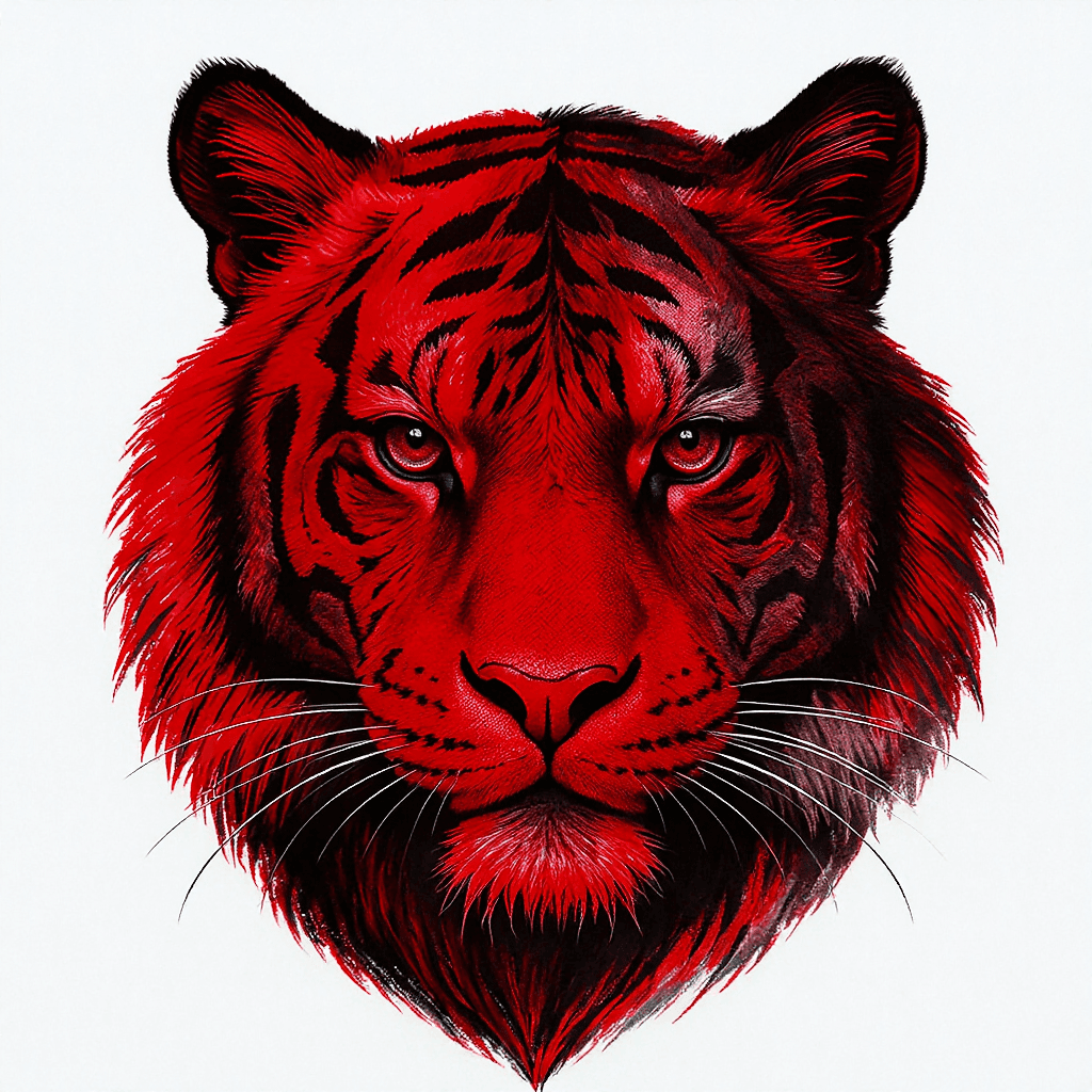 AI generated: create an with tiger with red & black combination of color. 