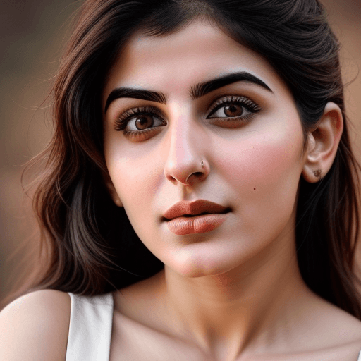 AI generated: realistic image of a white skinned indian woman with bold facial features. Beautiful face. Looks lik...