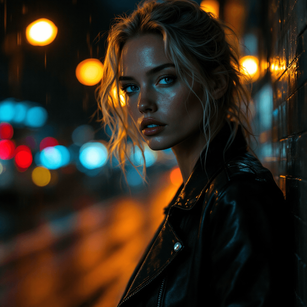 AI generated: Create a cinematic portrait of Gry Bay, embodying the raw intensity and haunting beauty of her role ...