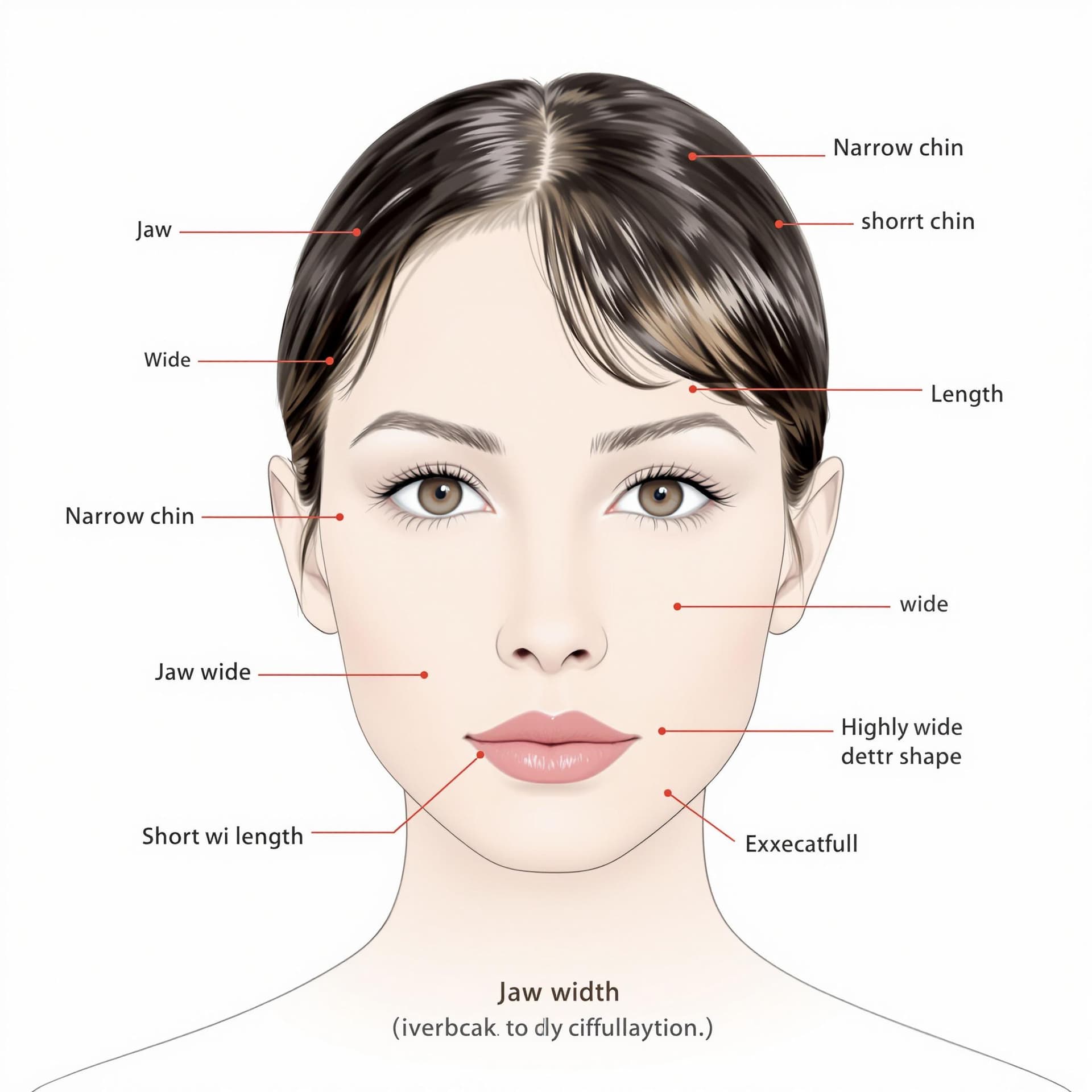 AI generated: A Female with a distinct facial structure, comprising: a narrow chin , a short chin length, and a sh...