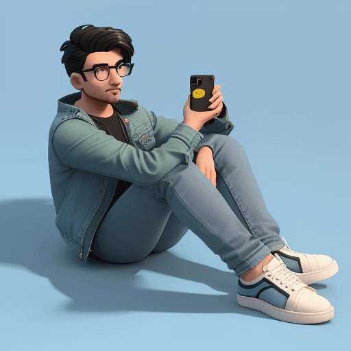 AI generated: Prompt: Create a 3D illustration of an animated character sitting casually on top of a social media ...