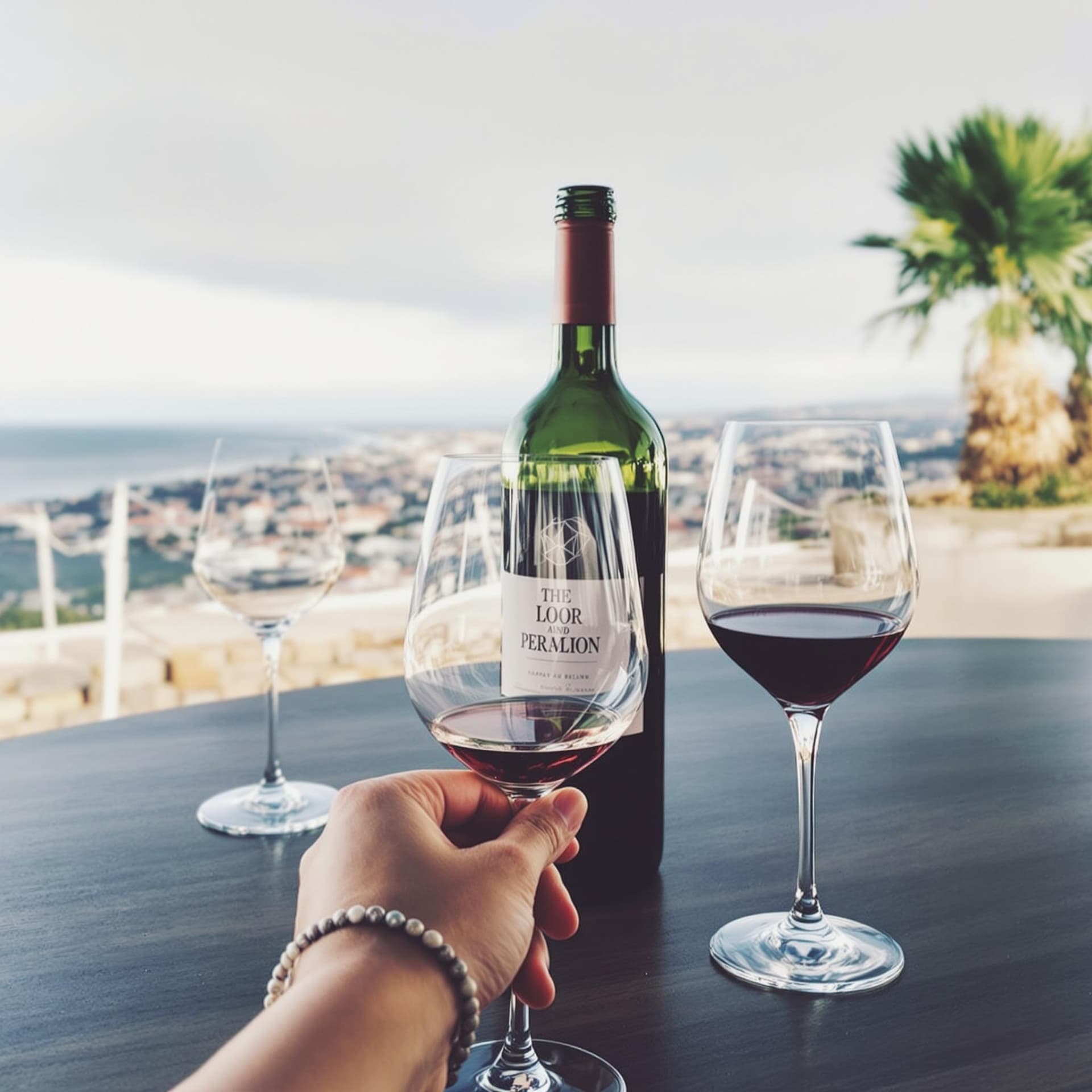 AI generated: wine tasting in portugal, team building, happy group, startup retreat