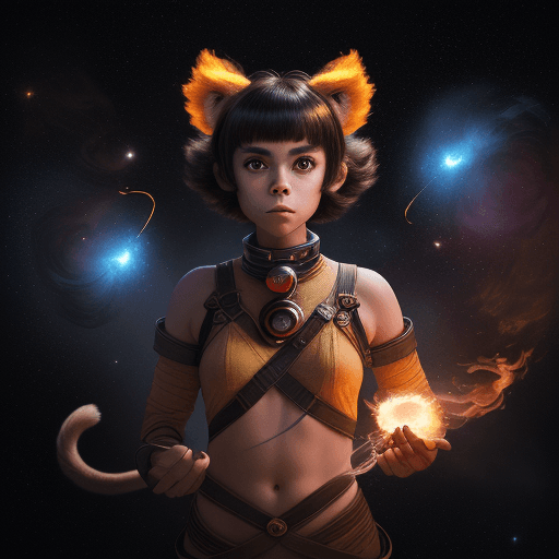 AI generated: cinematic portrait of a young beautiful and cute anthropomorphic female monkey with a monkey tail, k...