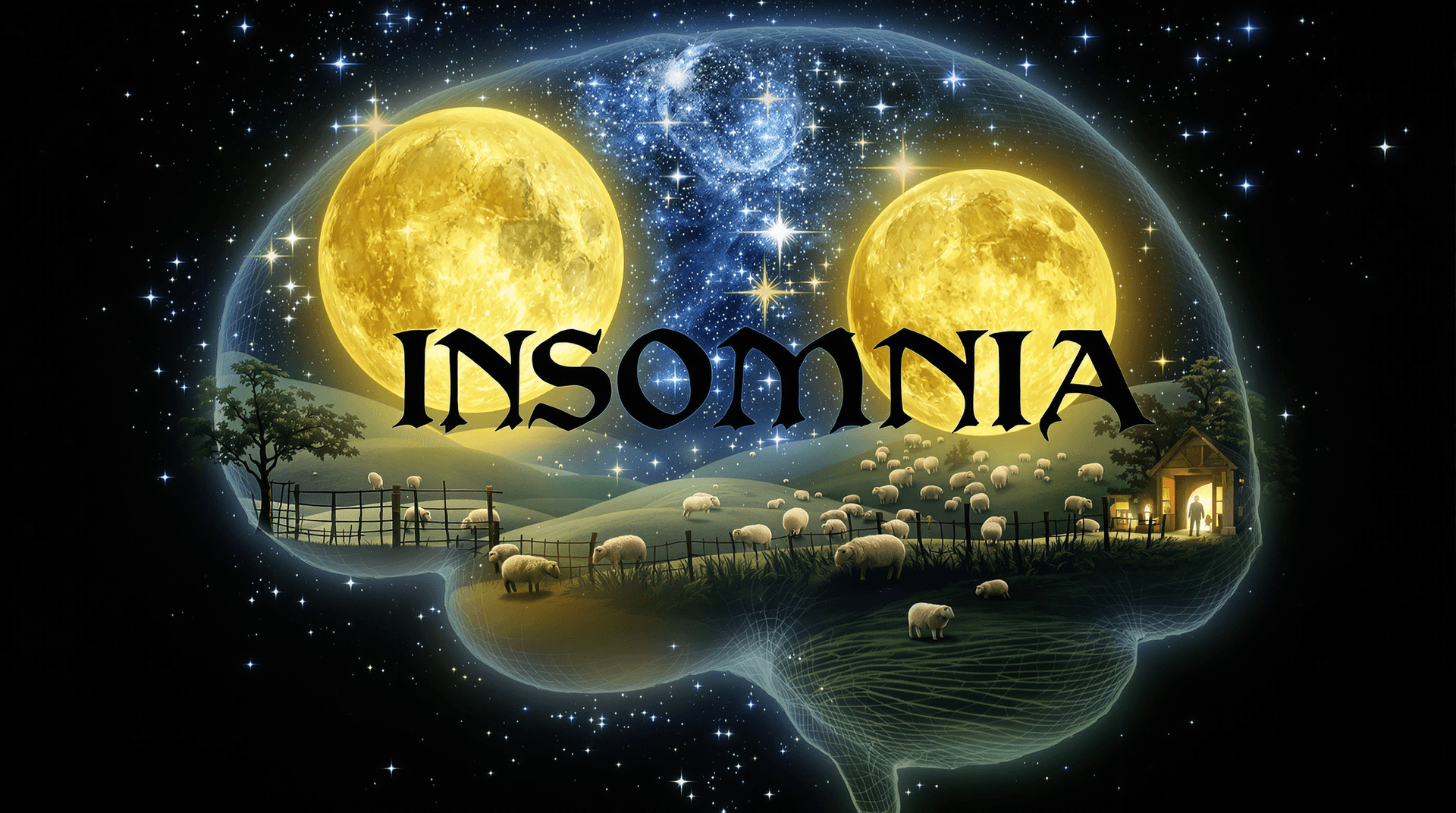 AI generated: An image of a surreal landscape demonstrated as a holographic scene in a philosopher’s brain silhoue...