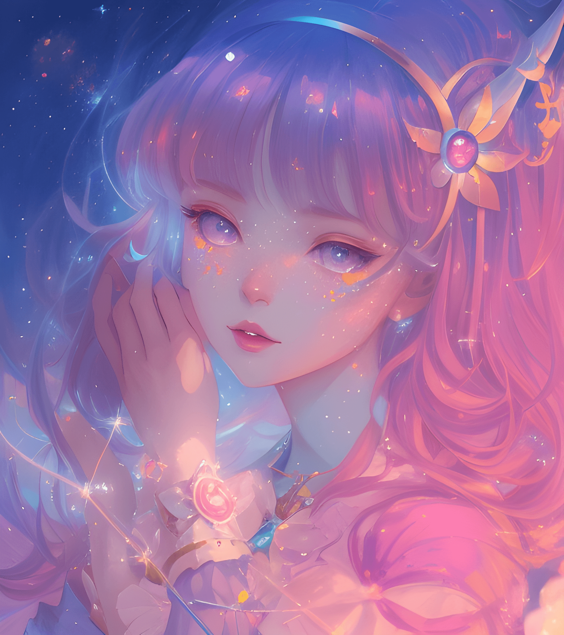 AI generated: a close up of a person, a digital painting, inspired by loish, pixiv contest winner, fantasy art, sp...