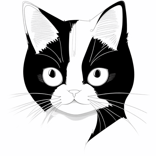 AI generated: line art, vector style, (((white background))), black and white only, a simple cat, line art, use ou...