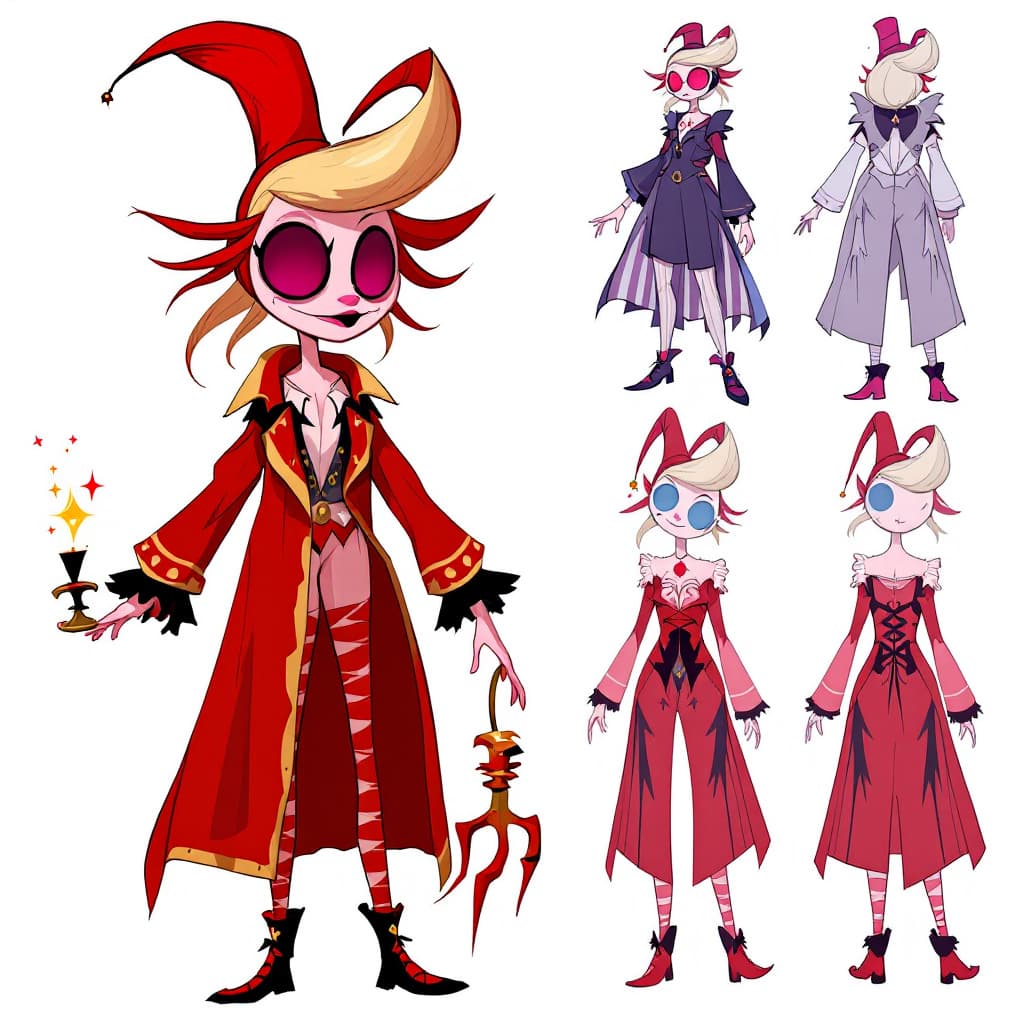 AI generated: Charlie Morningstar from Hazbin Hotel, in the Hazbin Hotel art style, character design.
Create 8 sig...