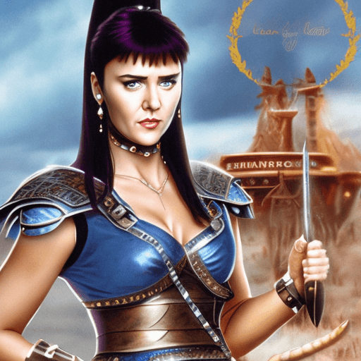 AI generated: Xena - princess warrior train conductor