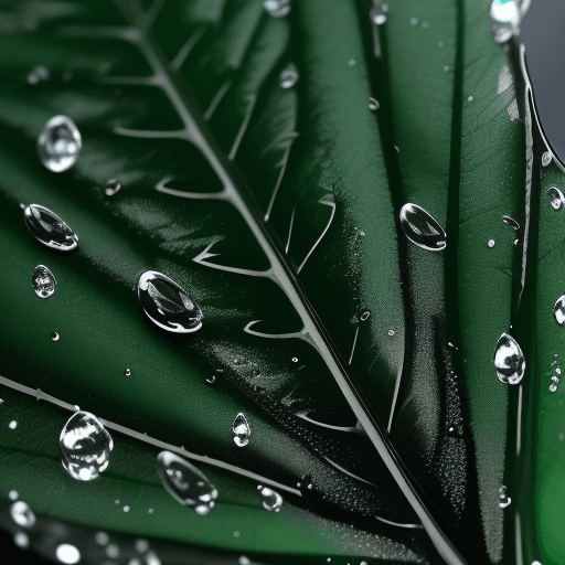 AI generated: High contrast iPhone background, close up image of a black leaf with water droplets, subtle colored ...