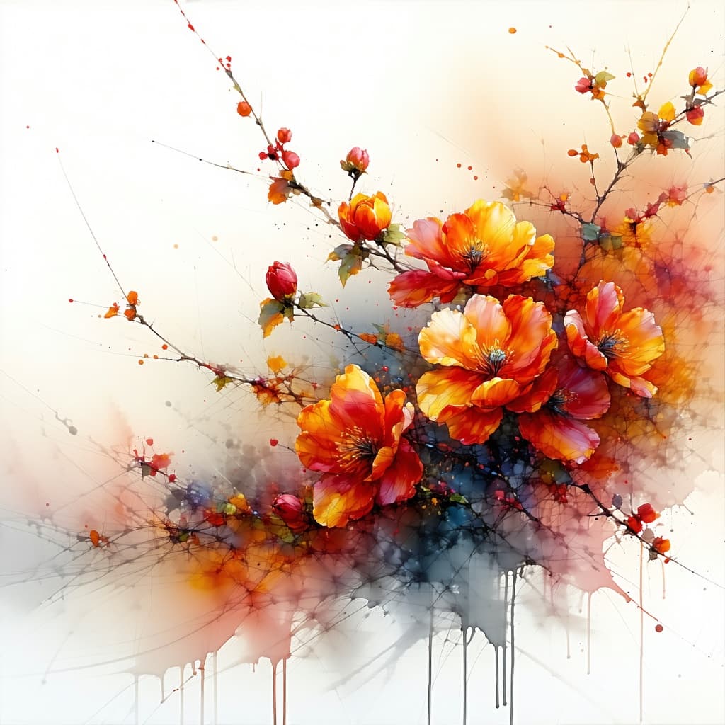AI generated: Autumn bouquet in bright colors (orange, yellow, red), oil pastel painting:
This artwork harmonious...
