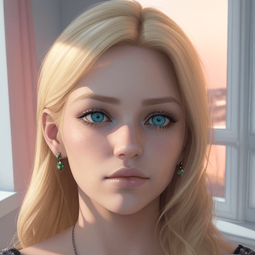 AI generated: A selfie portrait of a beautiful blond girl, dark blonde hair ((chanel style)) with pink highligts. ...