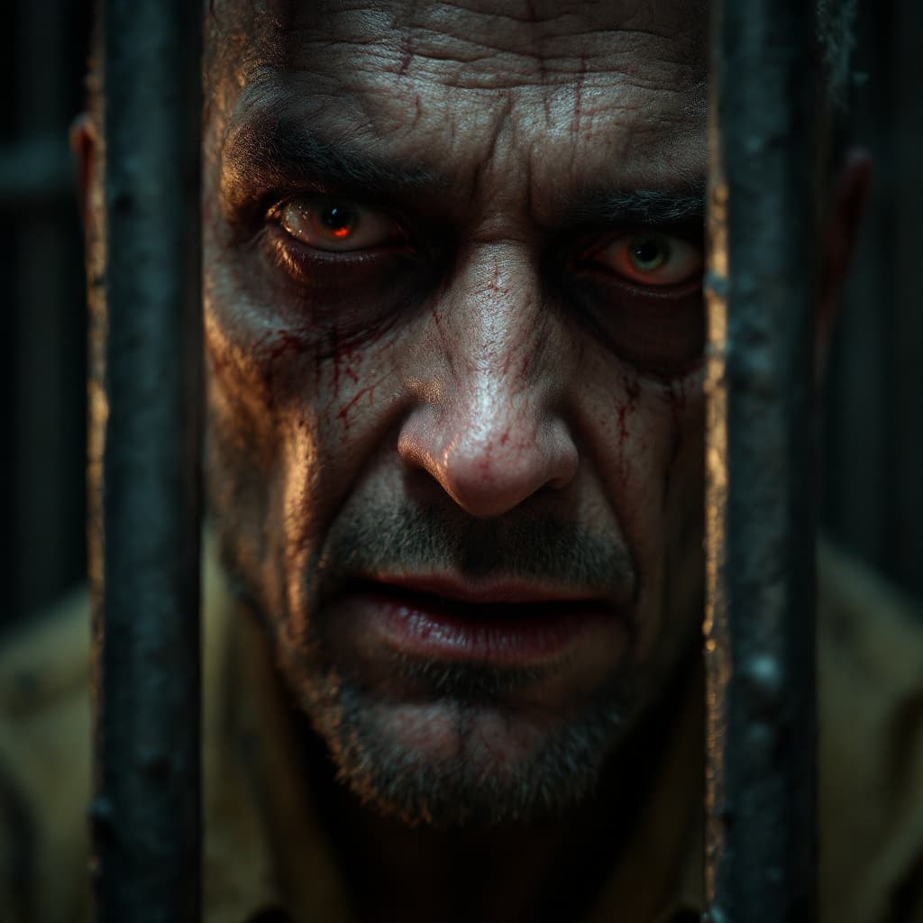 AI generated: close-up portrait of a insane man locked in a padded room, intricate artwork . octane render, trendi...