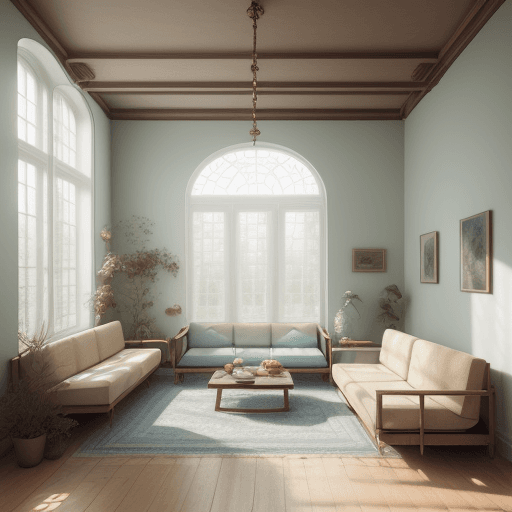 AI generated: High resolution photography interior design, dreamy sunken living room conversation pit, wooden floo...