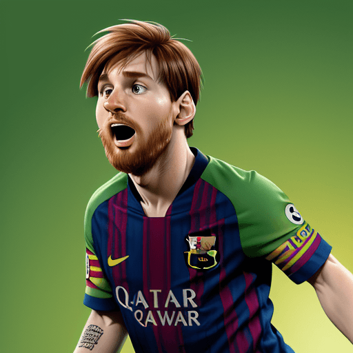 AI generated: leo messi,  PIXAR STYLE, 
Cartoon, with a green gradient background, 