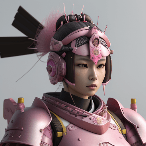 AI generated: 3d render, a women wearing pink samurai armours, close-up shot --ar 9:16 --ar style raw