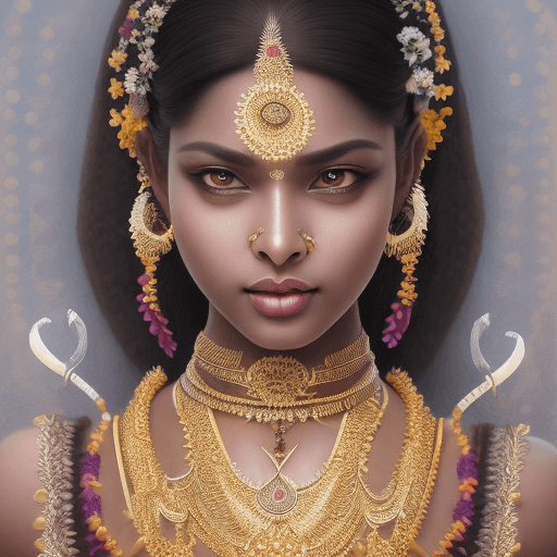 AI generated: Waist high Portrait of an exotic beautiful south india woman wearing traditional clothing, perfect d...