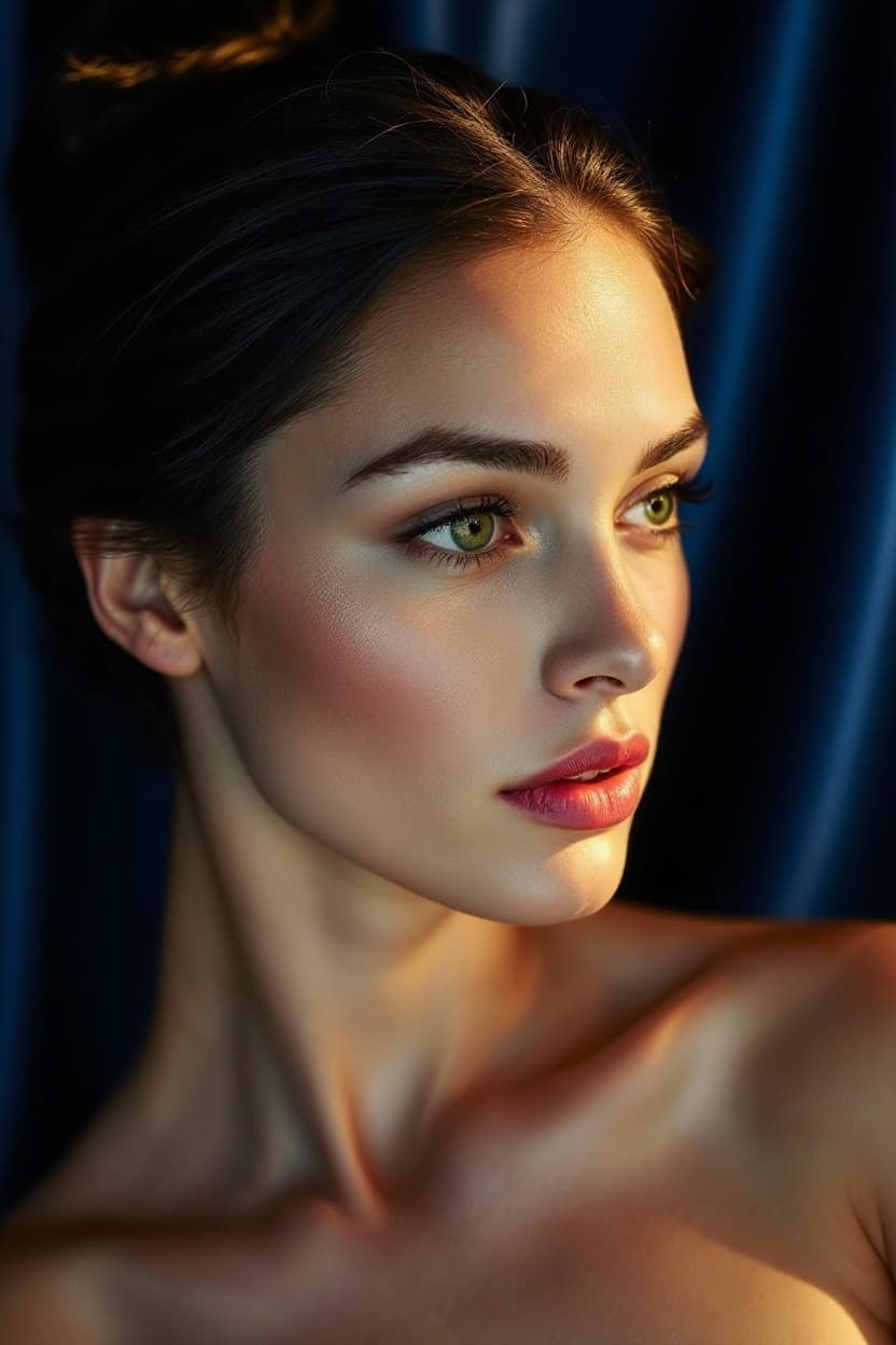 AI generated: Fine art photography, dramatic cinematic style, soft pastel colours, Rembrandt lighting, close-up po...