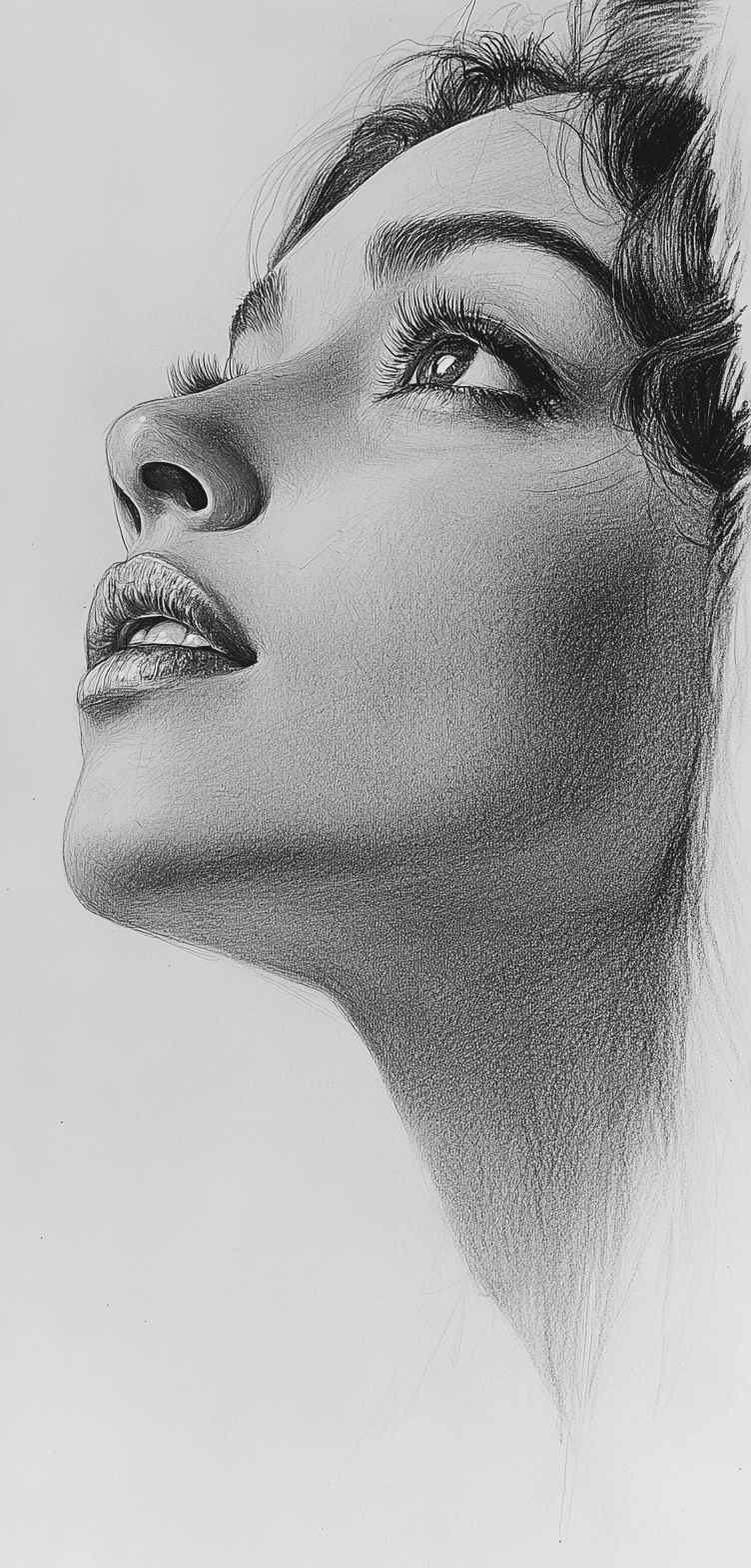 AI generated: graphite pencil drawing by Odilon Redon, sketch portrait of a woman, side angle, absolutely gorgeous...