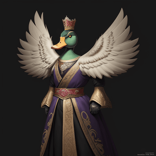 AI generated: haughty hiperrrealistic duck emperor, duck the usurper, concept art, digital art, illustration, char...