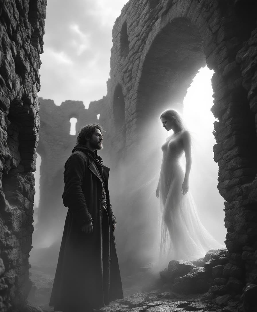 AI generated: A surreal, black-and-white composition blending the raw emotion of Peter Lindbergh, the dreamlike di...