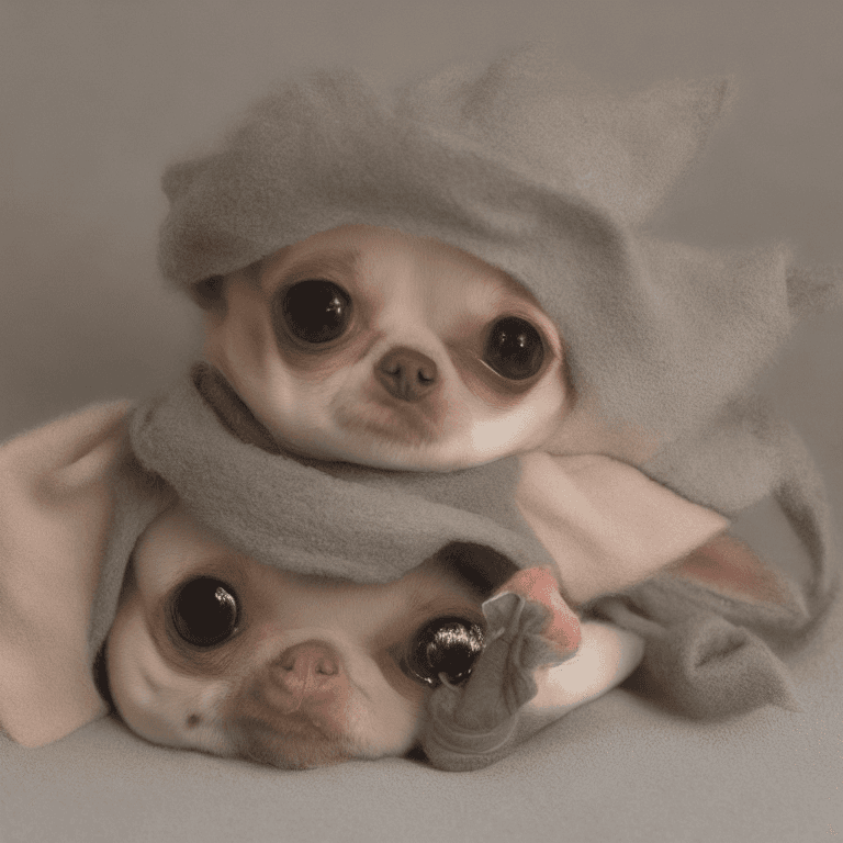 AI generated: teacup chihuahua dressed as Baby Yoda, photography, hyper-realistic, highly detailed, sharpened, nat...