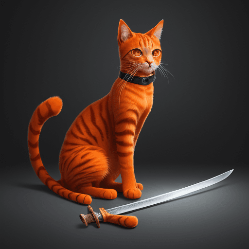 AI generated: orange cat with sword