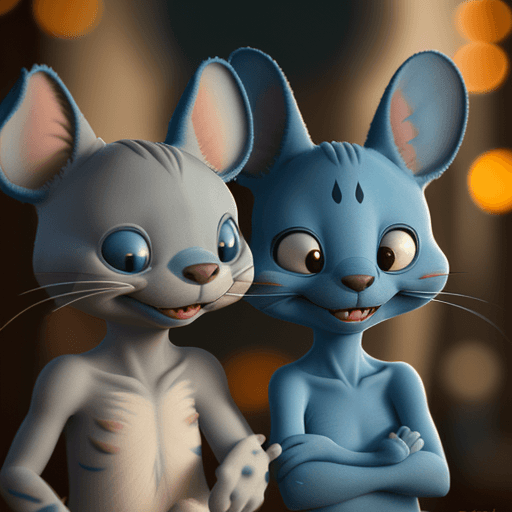 AI generated: Tom and Jerry, stitch, professional portrait, hyper realistic, ultra detailed photograph, captured w...