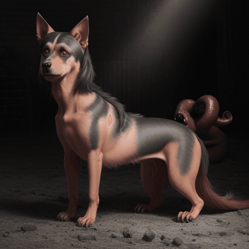 AI generated: Loona, hell hound, naked
