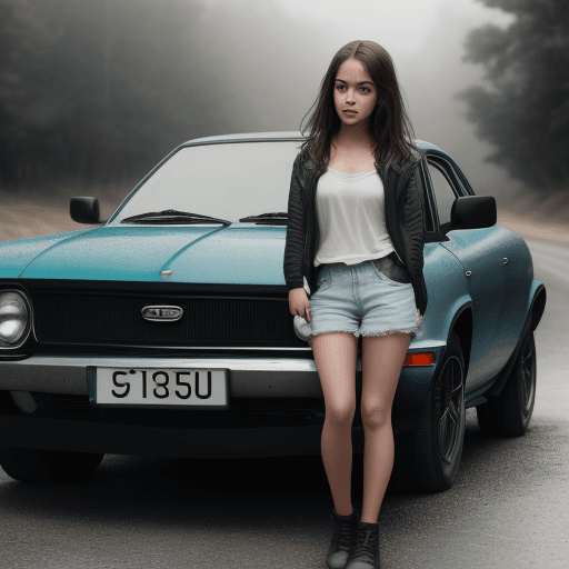AI generated: girl and car